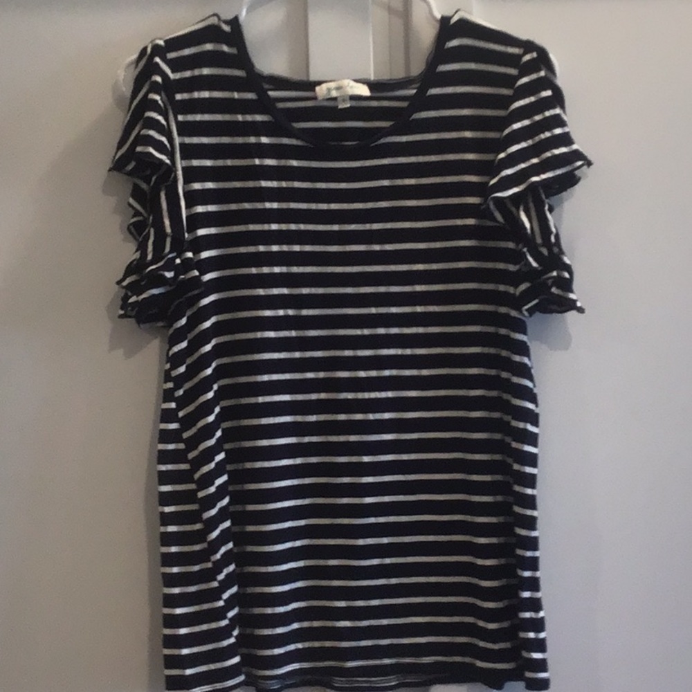 Grace & Lace Navy and White striped shirt